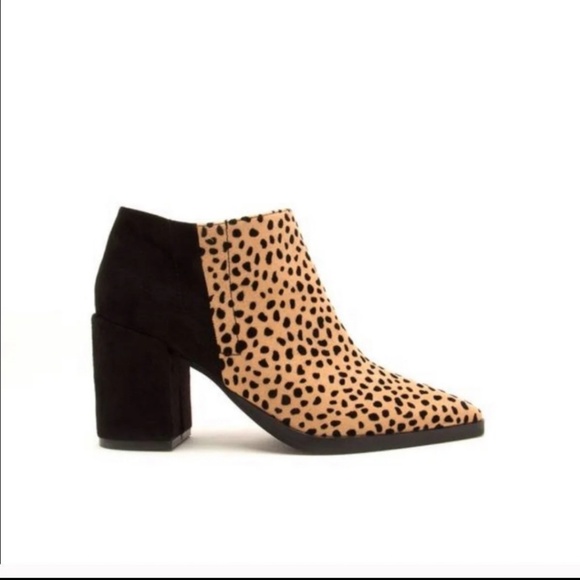 Leapord & black Faux Suede Ankle Booties - Picture 3 of 5
